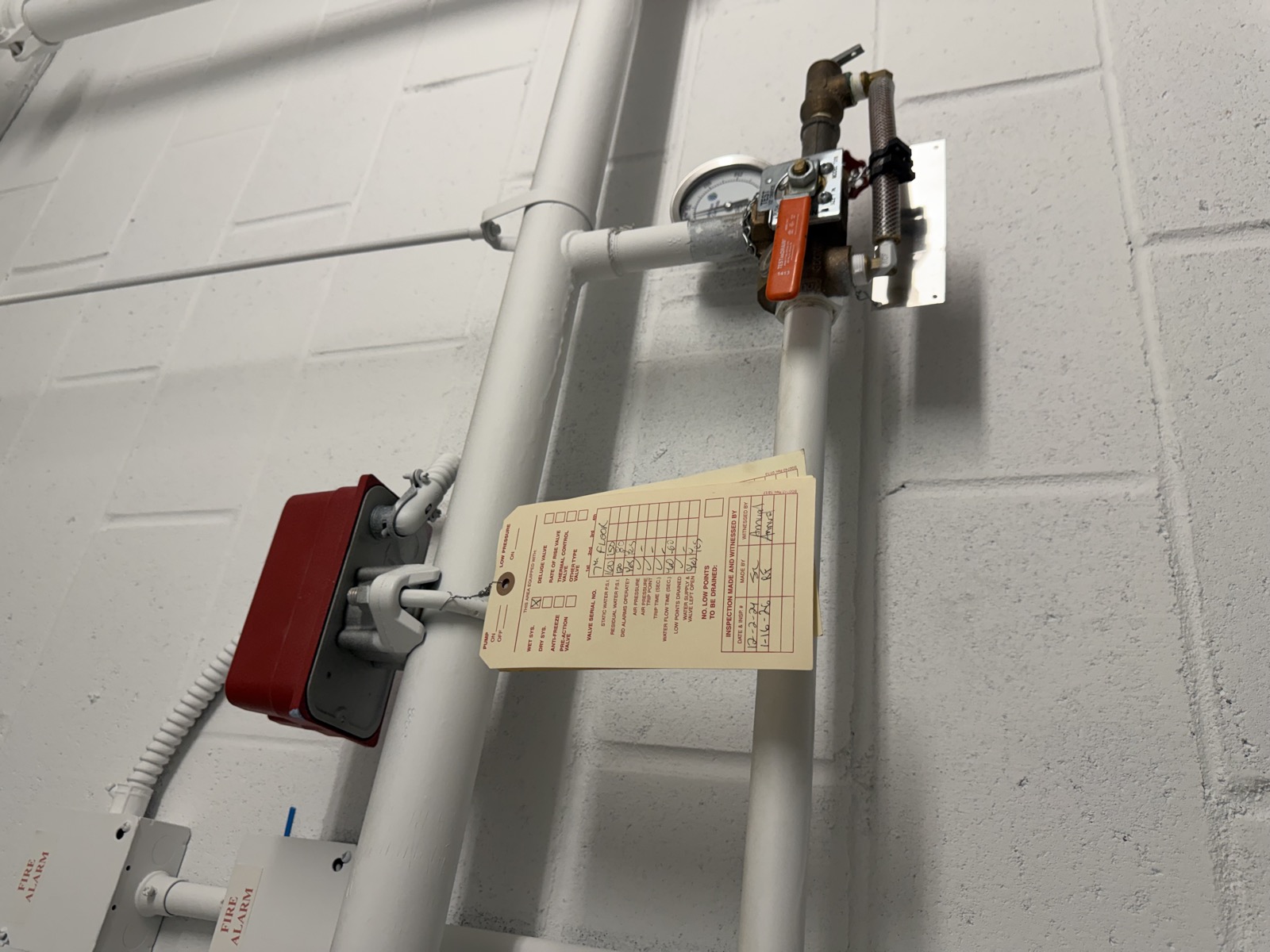 Stair B Floor 7 - Wet System Inspection Tag